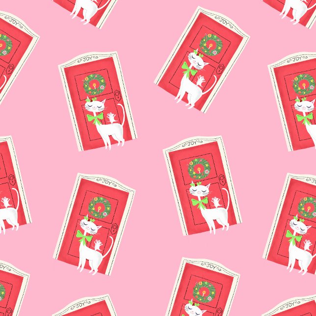 Papel De Presente Rato e Gato Brancos de Natal (Criador carregado)