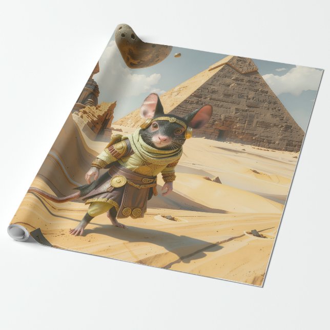 Papel De Presente Rato Explorador do Deserto Steampunk  (Desenrolado)