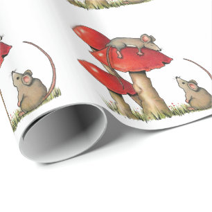 Papel De Presente Ratos com Toadstools, rato do sono, bonito