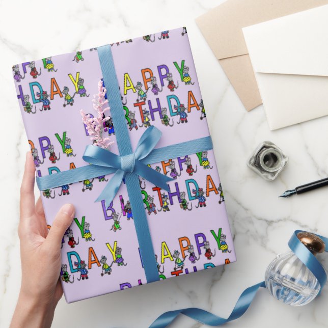 Papel De Presente Ratos de aniversário divertidos (Presentear)