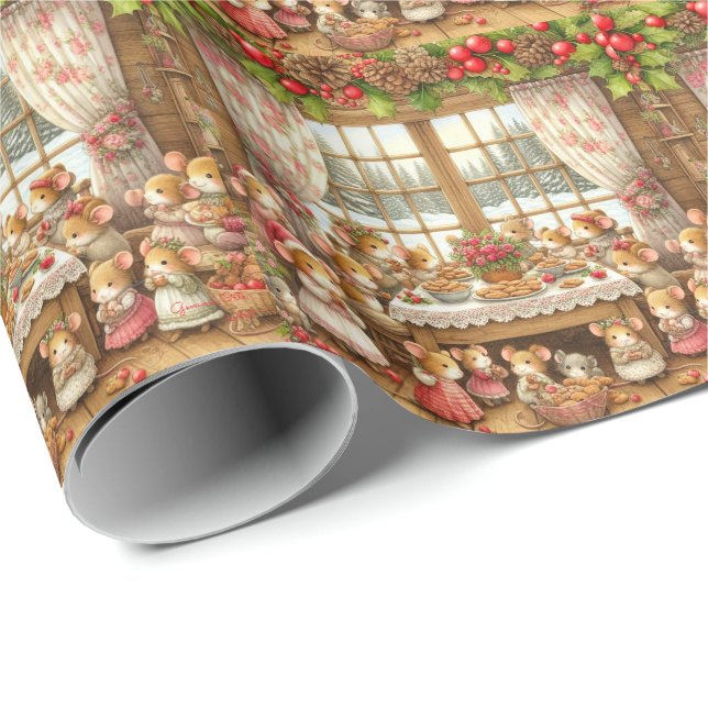 Papel De Presente Ratos de família no Natal (Ponta do rolo)