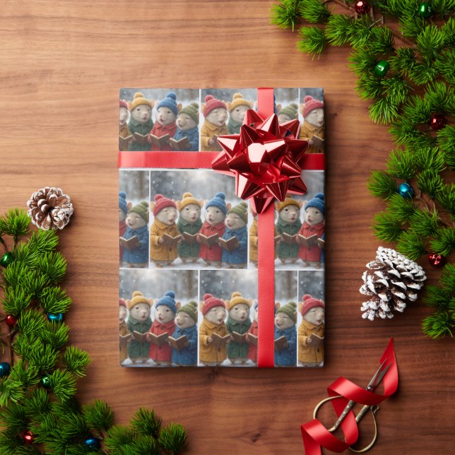 Papel De Presente Ratos de Natal Cantando na Neve (Presente de Natal)