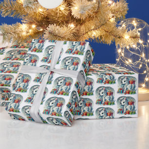Papel De Presente Ré unicórnio festivo de Natal