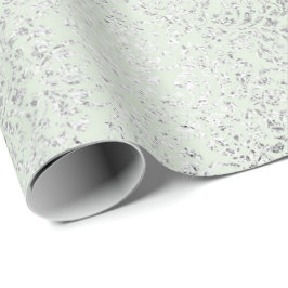Papel De Presente Real Ornament Damask Mint Green Silver Vip