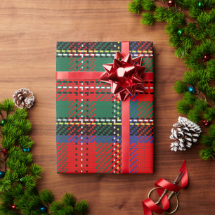 Papel De Presente Real Stewart vermelho e verde Escots tartan