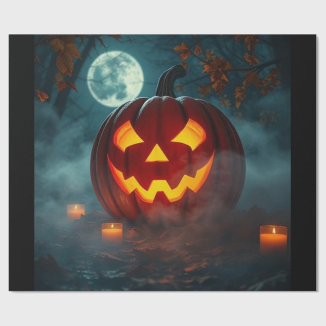 Papel De Presente Realistic Halloween Pumpkin Gift Wrap – Limited (Aberto)