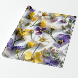 Papel De Presente Realistic Pressed Flower Spring Gift Wrap