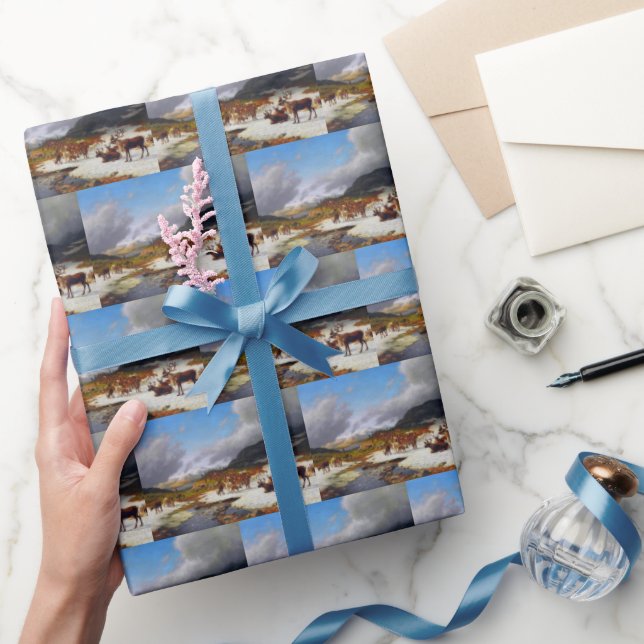 Papel De Presente Rebanho de renas nas montanhas ao norte de Røros (Presentear)