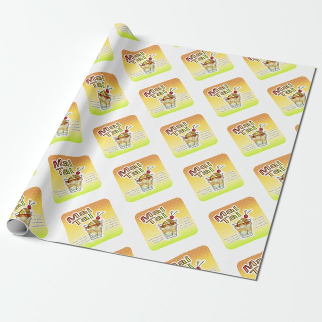 PAPEL DE PRESENTE RECEITA DE COQUETEL MAI TAI ART (Desenrolado)