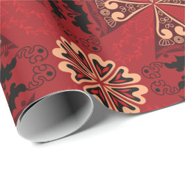 Papel De Presente Red and black floral decorative wrapping paper 