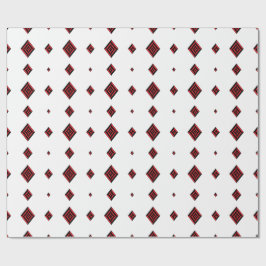 Papel De Presente Red and Black Geometric Diamond Pattern Modern Tot