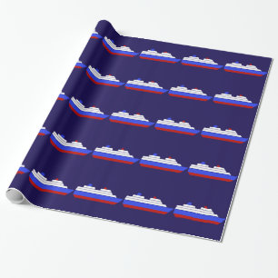 Papel De Presente red and blue sea ship pattern