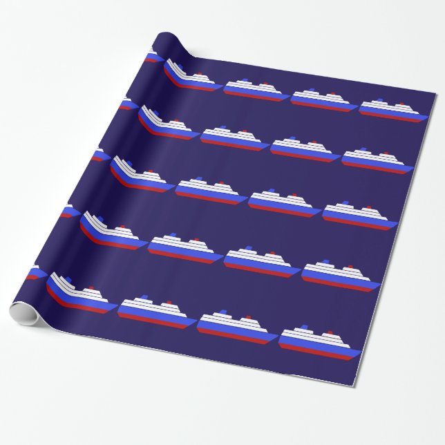 Papel De Presente red and blue sea ship pattern (Desenrolado)