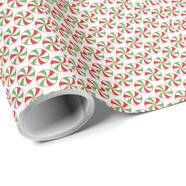 Papel De Presente Red and Green Candy Cane Christmas Wrapping Paper (Ponta do rolo)