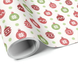 Papel De Presente Red and Green Christmas Ornament Pattern
