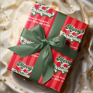 Papel De Presente Red and Green Felry Christmas Retro Custom