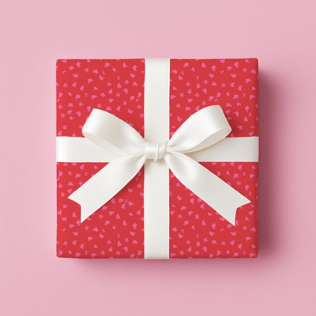 Papel De Presente Red and Pink Floral Wrapping Paper (Everyday Gifting)