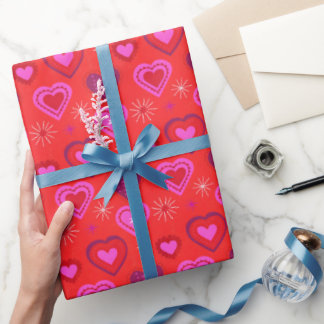 Papel De Presente Red and Pink Hearts Romantic Valentine's
