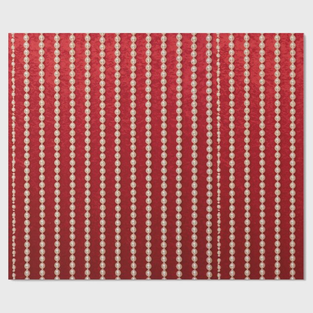 Papel De Presente Red and White Velvet-look Pearl Design (Aberto)