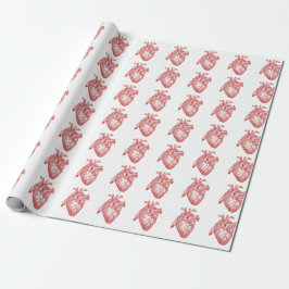 Papel De Presente Red Antique Anatomical Heart