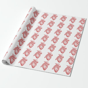 Papel De Presente Red Antique Anatomical Heart
