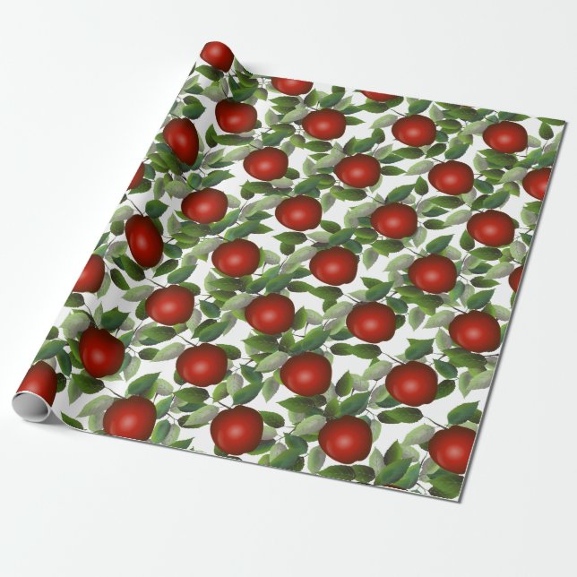 Papel De Presente Red Apple Greenery (Desenrolado)