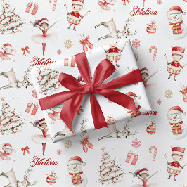 Papel De Presente Red Ballerina Christmas Wrapping Paper Children
