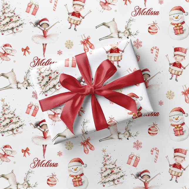 Papel De Presente Red Ballerina Christmas Wrapping Paper Children  (Criador carregado)