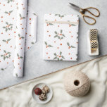 Papel De Presente Red Berries Foliage Holly Christmas Gift<br><div class="desc">Pequenas bagas vermelhas,  sagradas e folhagem.</div>