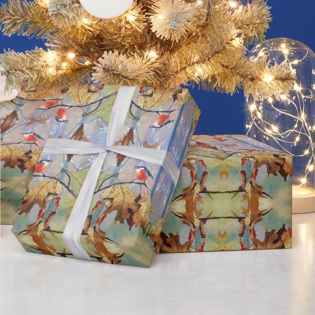 Papel De Presente Red Breast Bird Gift Wrapping Paper (Feriados)