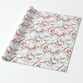 Papel De Presente Red Cardinal Bird Snowy Tree Natal