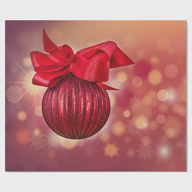 Papel De Presente Red Christmas Balls Bokeh Company (Aberto)