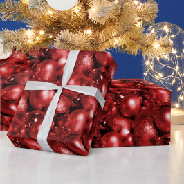 Papel De Presente Red Christmas Baubles