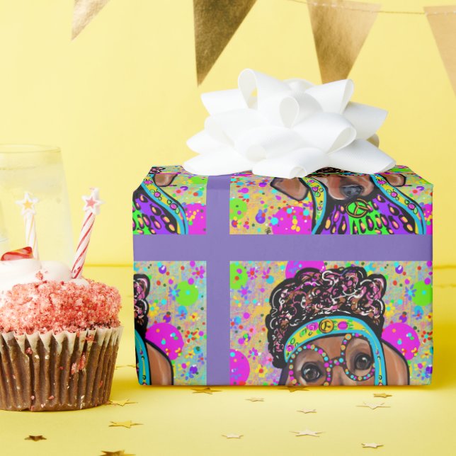 PAPEL DE PRESENTE RED DACHSHUND (Festa de aniversário)