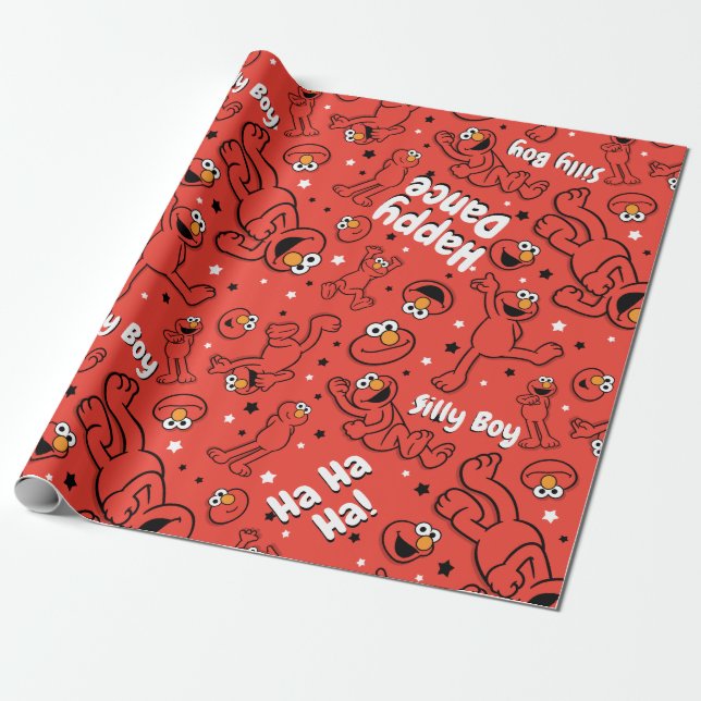 Papel De Presente Red Dancing Elmo Pattern (Desenrolado)