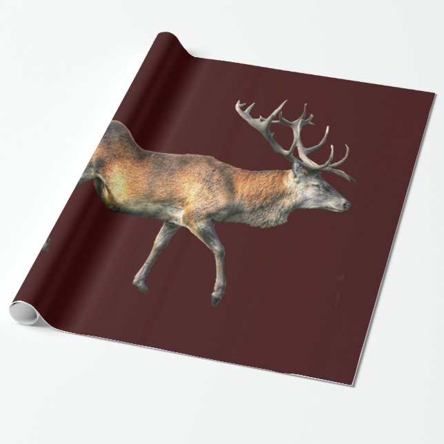 Papel De Presente Red Deer Stag Willife Design (Desenrolado)