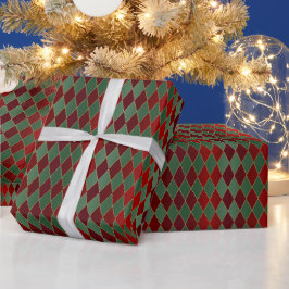 Papel De Presente Red Dourado Harlequin