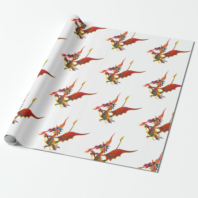 Papel De Presente Red Dragon - Wrapping paper (Desenrolado)