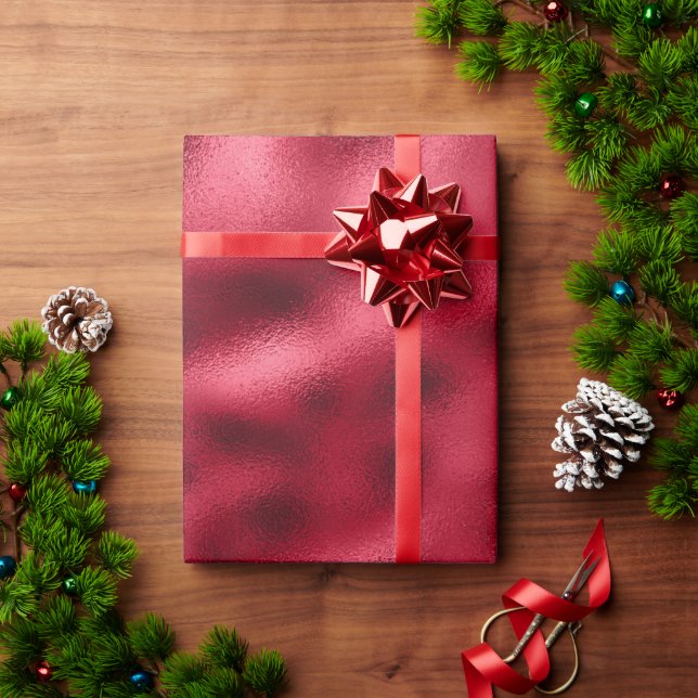 Papel De Presente Red Elegant Modern Satin Parece Bonito (Presente de Natal)