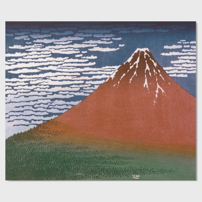 Papel De Presente Red Fuji, Aka Fujiyama Volcano Katsushika Hokusai (Aberto)