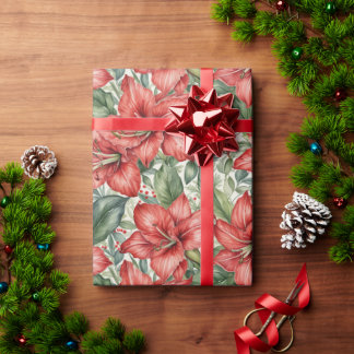 Papel De Presente Red Giant Amaryllis Holiday