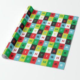 Papel De Presente Red Green Black Blue Merry and Bright Checkers