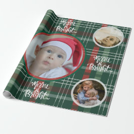 Papel De Presente Red & Green Buffalo Plaid Personalized Xmas Wrap