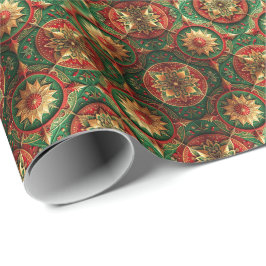 Papel De Presente Red Green Decorative Holiday Wrapping Paper