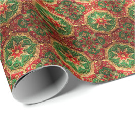 Papel De Presente Red Green Decorative Holiday Wrapping Paper