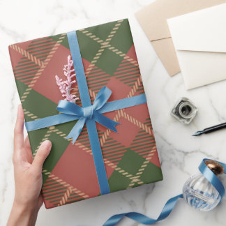 Papel De Presente Red Green Plaid Pattern Wrapping Paper