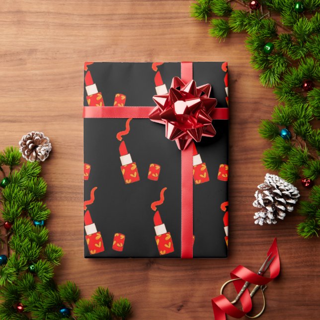 Papel De Presente Red Heart Lipstick Pop Art Design (Presente de Natal)