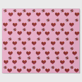 Papel De Presente Red heart on pink background Wrapping Paper love