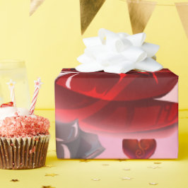 Papel De Presente Red heart on pink background Wrapping Paper love