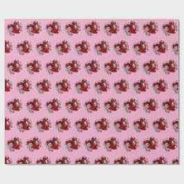 Papel De Presente Red heart on pink background Wrapping Paper love